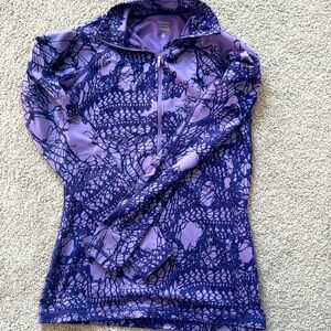 Nike women’s quarter zip. Purple, patterned. Cozy.